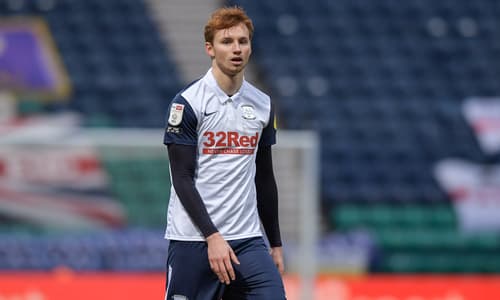Sepp van den Berg playing for Preston North End in the Championship in the 2020/21 season