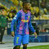 Ousmane Dembele playing against Dinamo Kiev in the Champions League