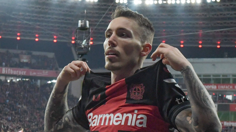 Alejando Grimaldo helped Bayer Leverkusen win the 2023-24 Bundesliga title