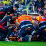 Barcelona's Marc-Andre ter Stegen receives treatment for an injury suffered against Villarreal