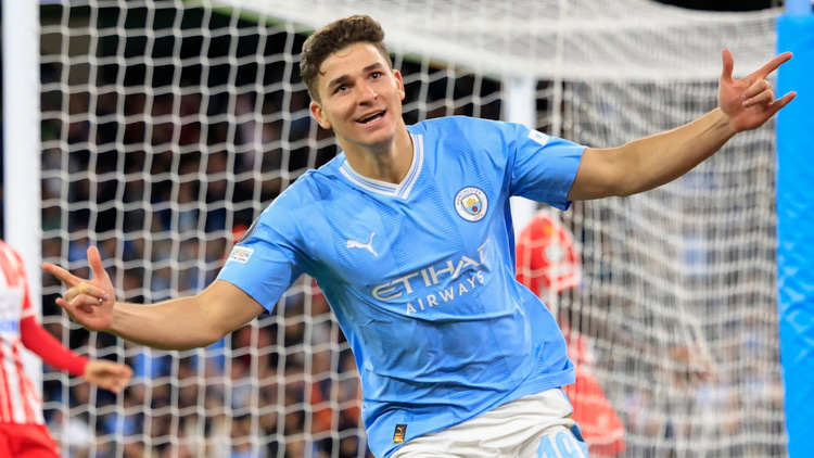 Julian Alvarez will lead the line for Man City again