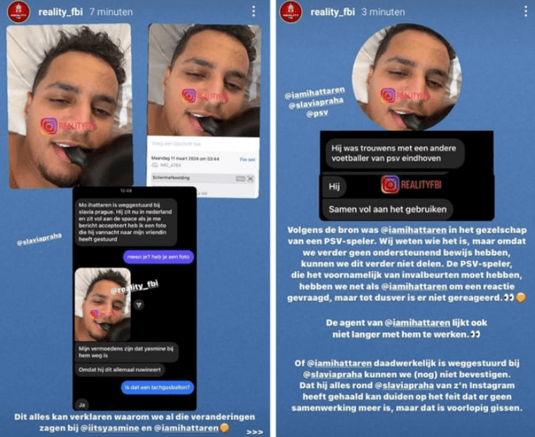 Mohamed Ihattaren plaatste afgelopen week foto's op social media waarop te zien is dat hij lachgas gebruikt.
