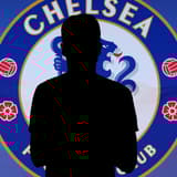 A black silhouette of Saul over the Chelsea badge, set against a background of a desert panorama in blue