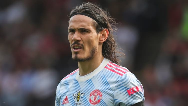 Edinson Cavani in actie voor Manchester United