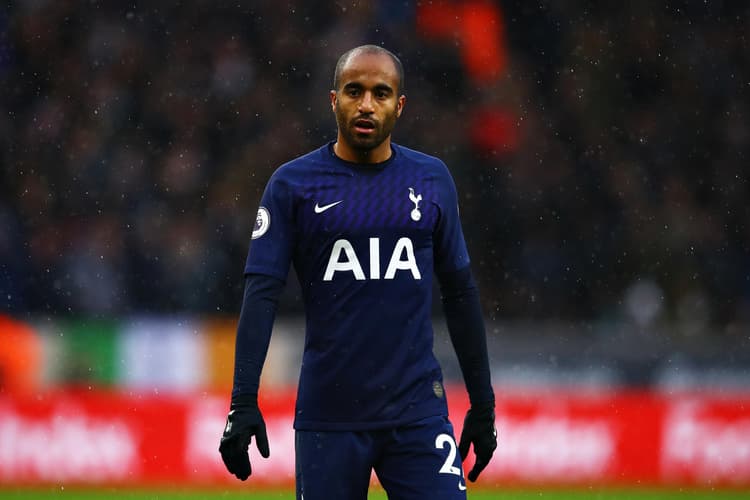 Lucas Moura in het shirt van Tottenham Hotspur.