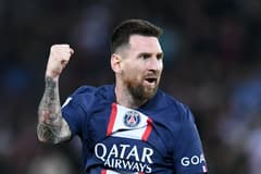 Lionel Messi after scoring with PSG.