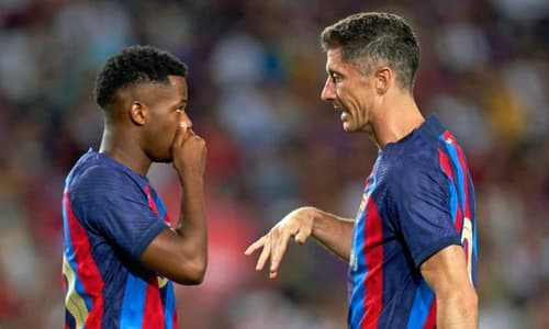 Barcelona attackers Ansu Fati and Robert Lewandowski