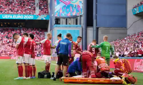 Christian Eriksen, Denmark, collapses during Finland match