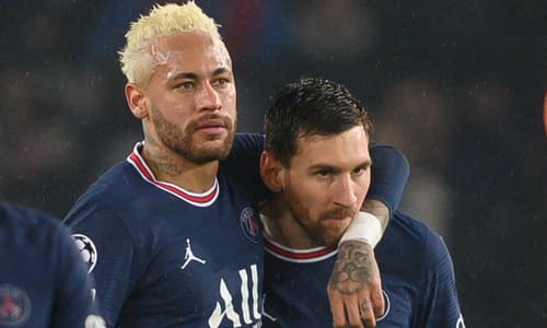 Lionel Messi and Neymar playing for PSG against Real Madrid
