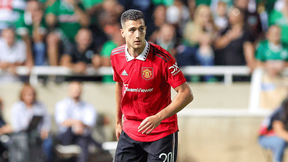 Diogo Dalot playing for Manchester United