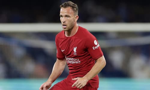Arthur Melo in action for Liverpool.