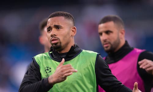 Gabriel Jesus warming up for Champions League action with Manchester City