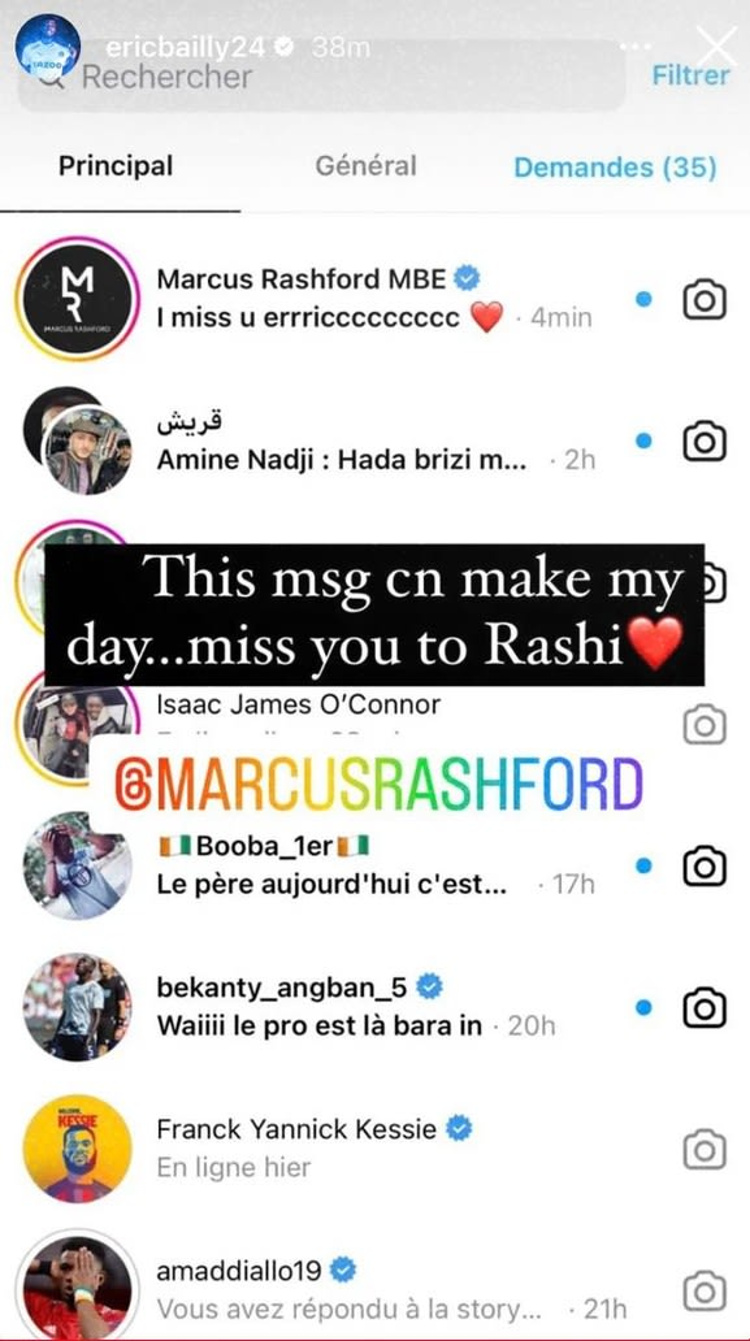 Eric Bailly's Instagram stories