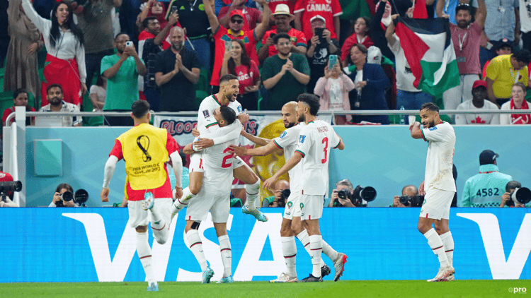Feestvreugde bij de Marokkaanse spelers.