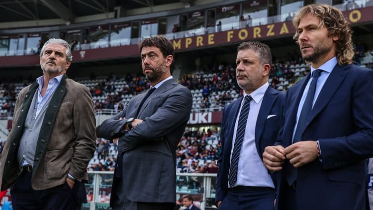 Left to right: Arrivabene, Agnelli, Federico Cherubini, Nedved
