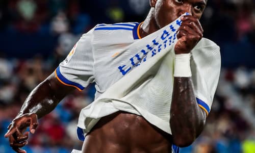 Vinicius Jr celebrates scoring for Real Madrid against Levante