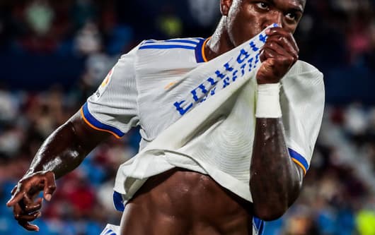 Vinicius Jr celebrates scoring for Real Madrid against Levante