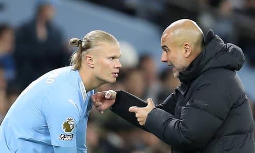Erling Haaland and Pep Guardiola.