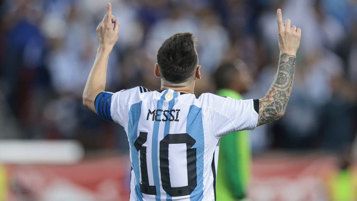 Lionel Messi playing for Argentina