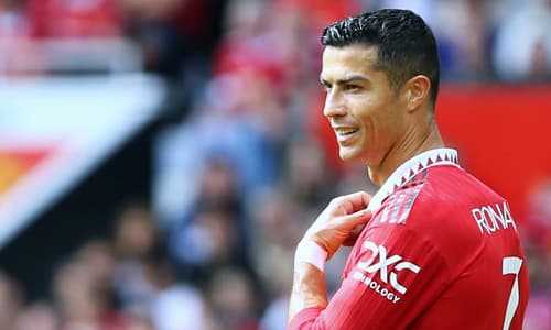 Cristiano Ronaldo playing for Manchester United.