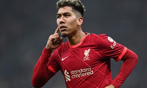 Roberto Firmino celebrates for Liverpool in their UCL win over Inter