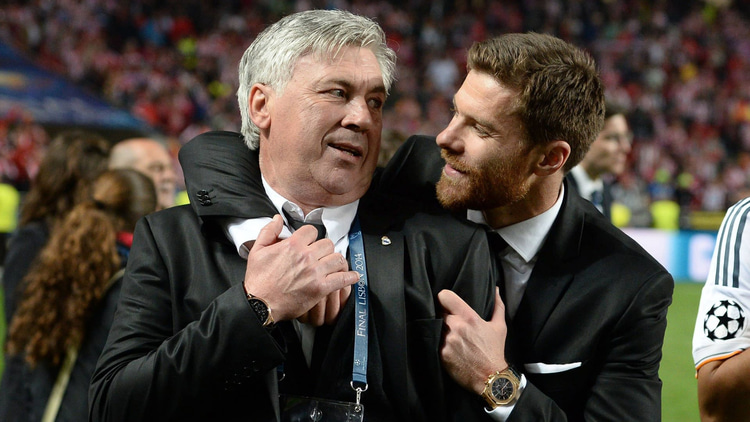 Xabi Alonso played under Carlo Ancelotti as Madrid won their 10th Champions League in 2013/14.