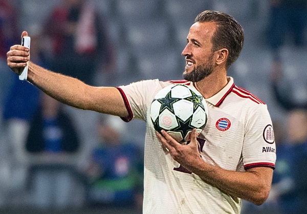 Bayern Munich striker Harry Kane after scoring four against Dinamo Zagreb in the Champions League
