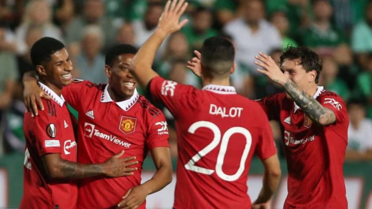 Man Utd players Rashford, Martial, Dalot and Lindelof.