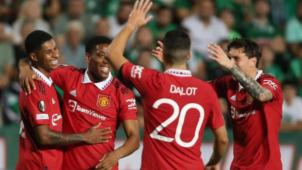 Man Utd players Rashford, Martial, Dalot and Lindelof.