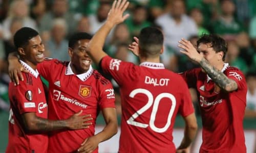 Man Utd players Rashford, Martial, Dalot and Lindelof.