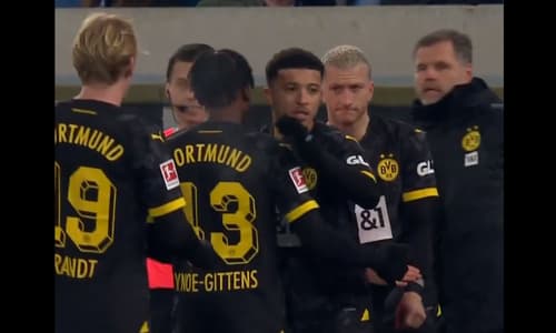 Jadon Sancho comes on as a substitute for Dortmund