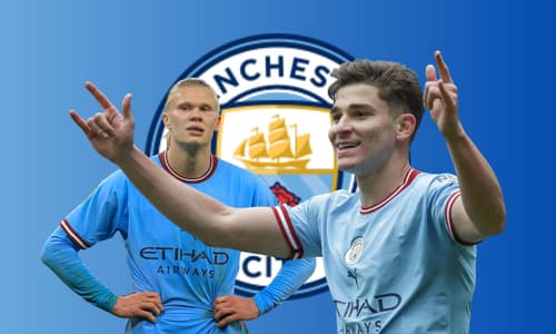 Julian Alvarez, Erling Haaland, Man City, 2022/23