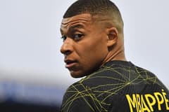 Kylian Mbappe playing for PSG against Auxerre in Ligue 1, 2022/23