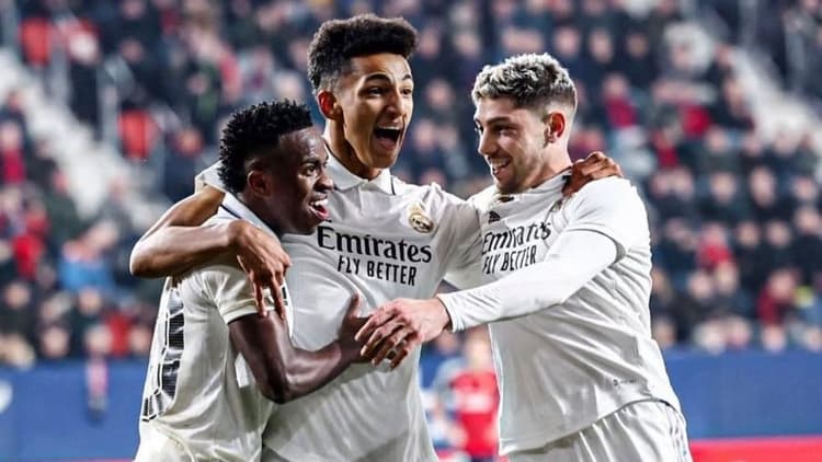 Vinicius Junior (left), Alvaro Rodriguez (centre) and Fede Valverde (right), Real Madrid