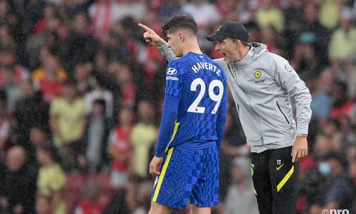 Kai Havertz with manager Thomas Tuchel at Chelsea