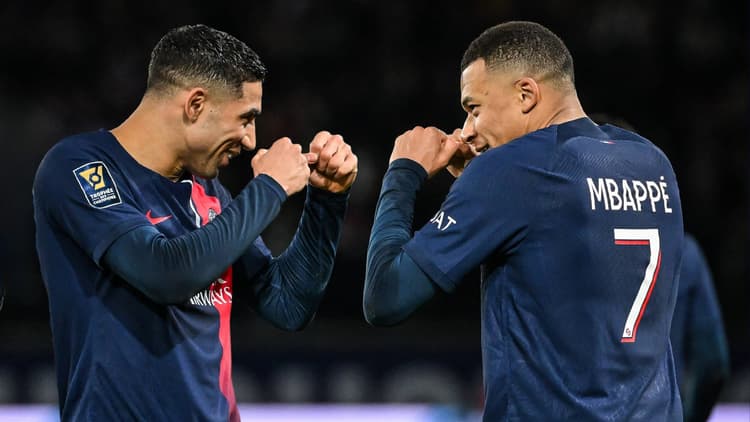 Achraf Hakimi with Kylian Mbappe