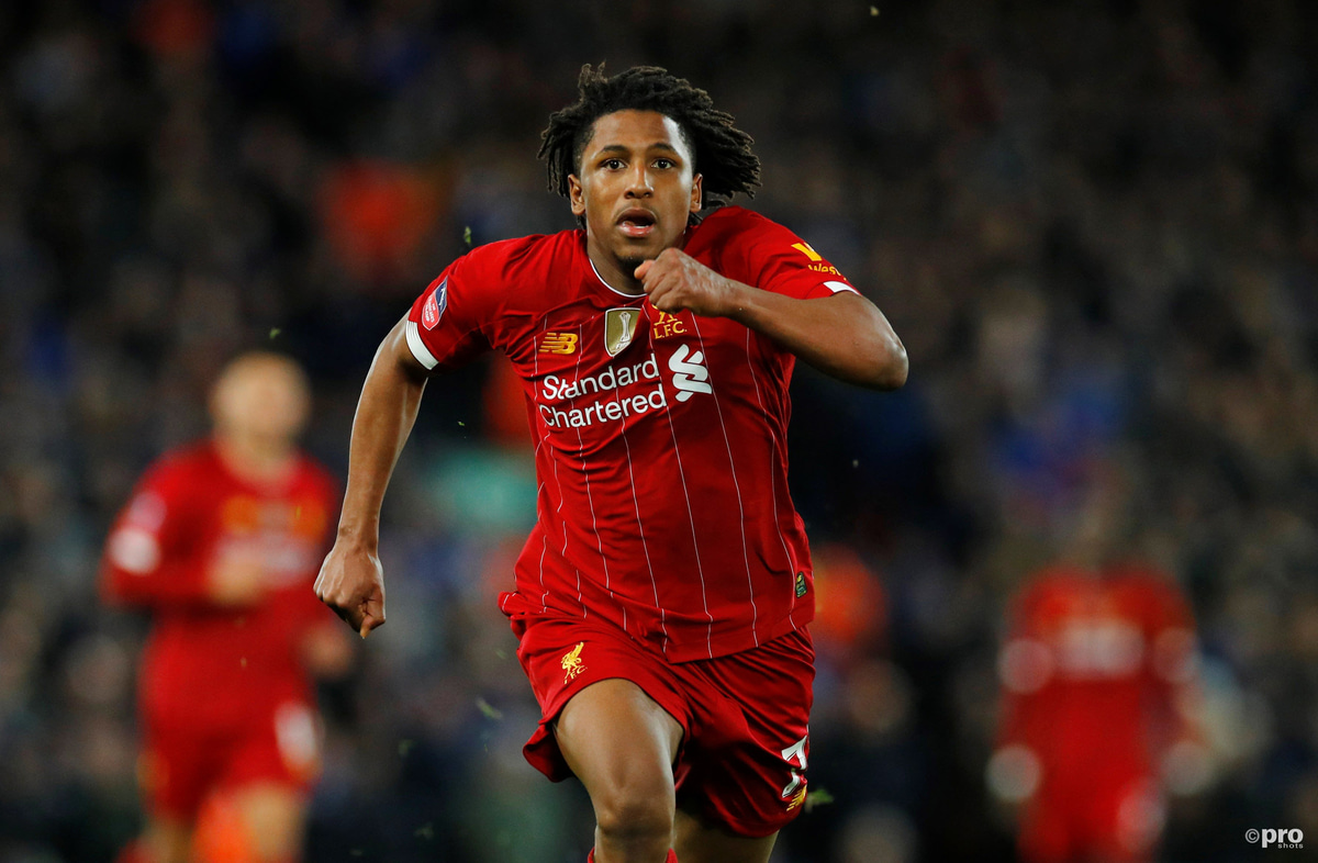 Yasser Larouci playing for Liverpool against Everton in an FA Cup tie