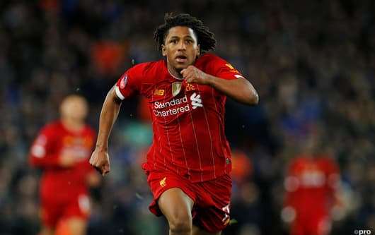 Yasser Larouci playing for Liverpool against Everton in an FA Cup tie