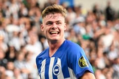Evan Ferguson celebrates scoring for Brighton against Newcastle in the Premier League, 2023/24