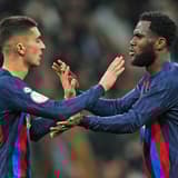 Barca pair Ferran Torres and Franck Kessie.