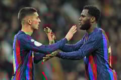 Barca pair Ferran Torres and Franck Kessie.