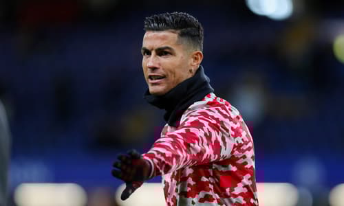 Cristiano Ronaldo warming up for a Premier League match v Chelsea