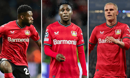 Timothy Fosu-Mensah, Mitchel Bakker, Jeremie Frimpong, Bayer Leverkusen