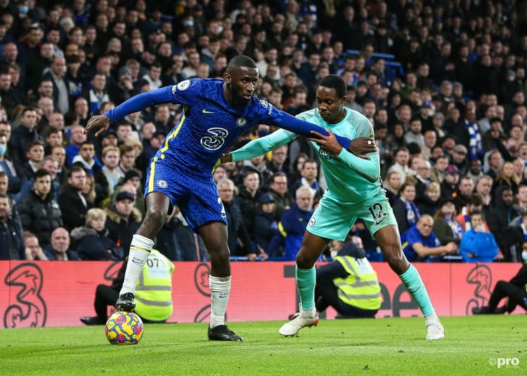 Antonio Rudiger in Chelsea action against Brighton in the Premier League