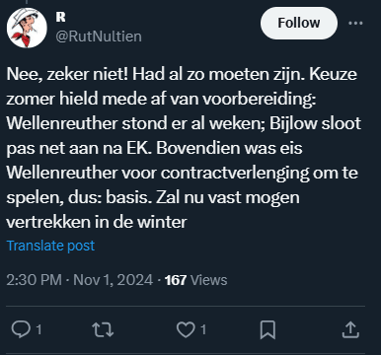 De post van Rutger Vinke.