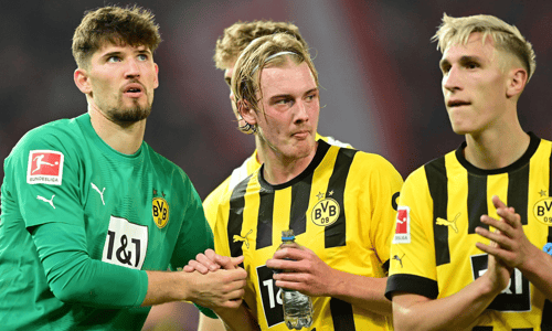Gregor Kobel, Julian Brandt, Nico Schlotterbeck, Dortmund, 2022/23