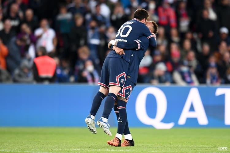 Messi celebrates his title-clinching goal against Lens