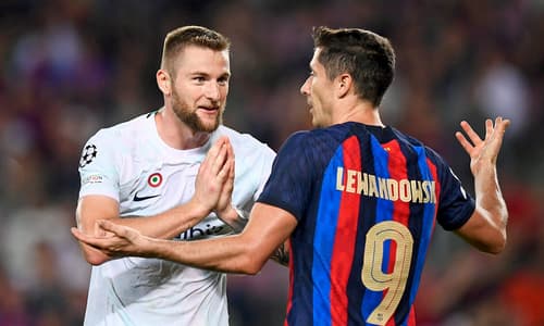 Milan Skriniar and Robert Lewandowski