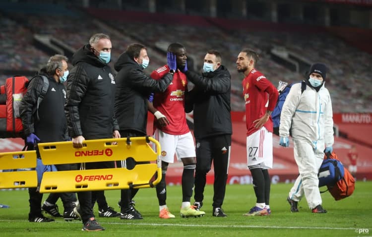 Eric Bailly receives treament for an injury – an all too familiar sight for Man Utd fans