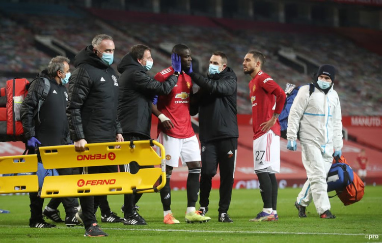 Eric Bailly receives treament for an injury – an all too familiar sight for Man Utd fans